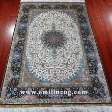 Silk Rugs Handmade Oriental Traditional Persian Tabirz Design for Sale